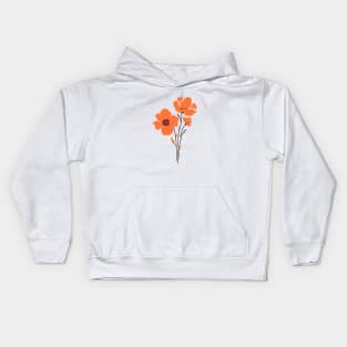 Orange Poppies || Minimal Flowers Kids Hoodie